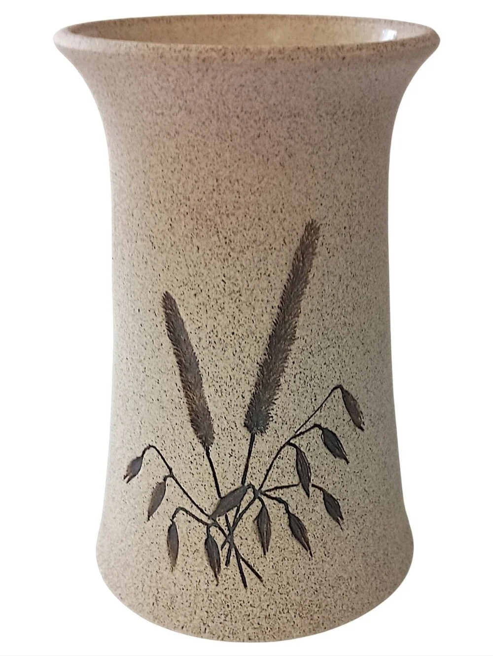 Vtg Mattison Studio Pottery Vase Wheat Grass Neutral Organic Wabi Sabi Farmhouse